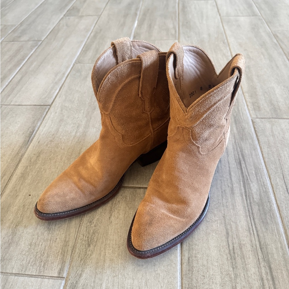 Tecovas Light Brown Suede Ankle Booties